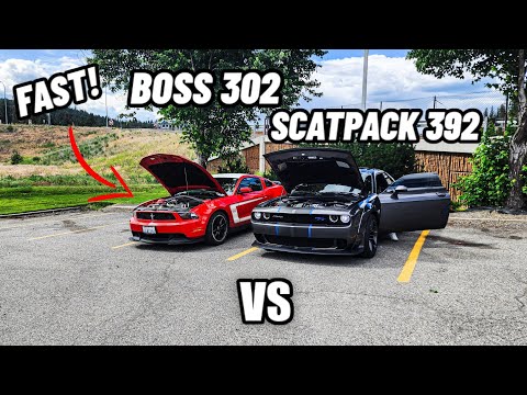 How much faster is a 6.4L vs 5.0L? (BOSS 302 MUSTANG VS SCATPACK WIDEBODY!)