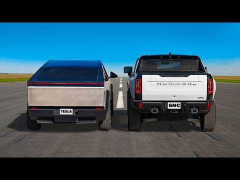 Tesla Cybertruck v Hummer EV: DRAG RACE