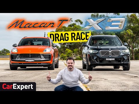Porsche v BMW SUV drag race! Sound test, braking &amp; 0-100. X3 v Macan