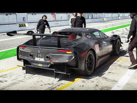 2023 Ferrari 296 GT3 Sound, Accelerations &amp; Downshifts in action at Monza Circuit!