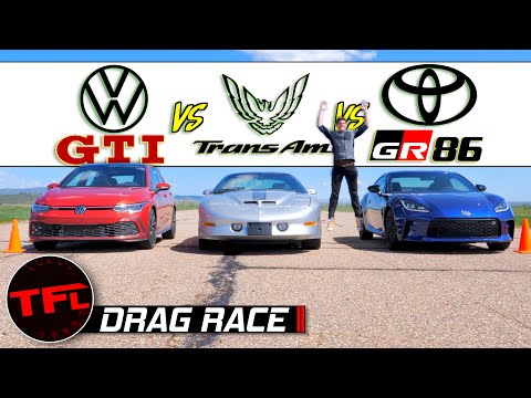 Old vs New: VW Golf GTI vs Toyota GR86 vs Pontiac Trans Am Drag Race, Roll Race &amp; Brake Test!