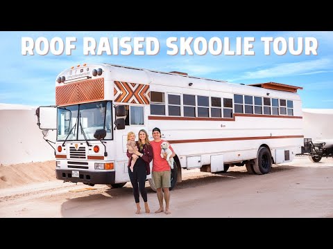 Couple Built a Gorgeous Roof-Raised Bus Home For Their Family of 3