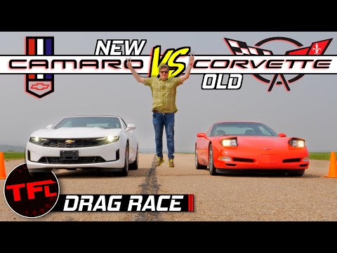 Old vs New: Can a NEW 4-Cylinder Camaro Beat an OLD V8 Corvette in a Drag Race?