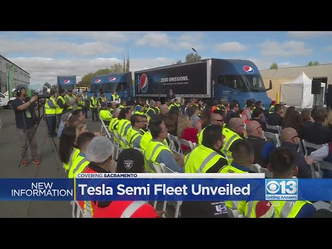 Tesla unveils electric semi fleet in Sacramento