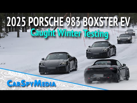 2025 Porsche 983 Boxster EV Prototype With Production Lights Spied Again Winter Testing