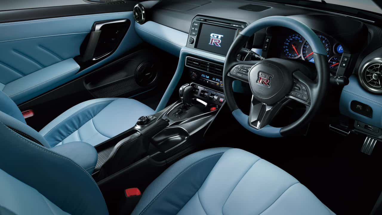 2025 Nissan GTR Rocks Blue Interior MotorTrends