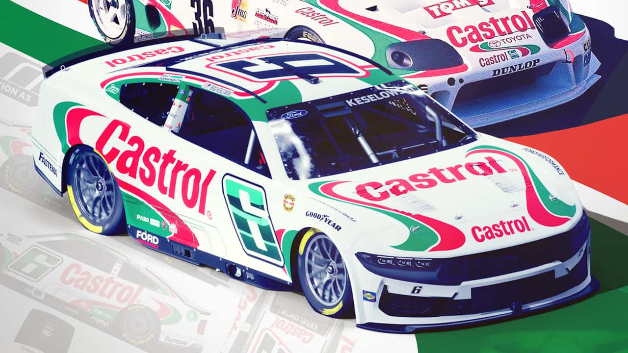 Supra's Famous Castrol Livery Returns on a Mustang in NASCAR Revival